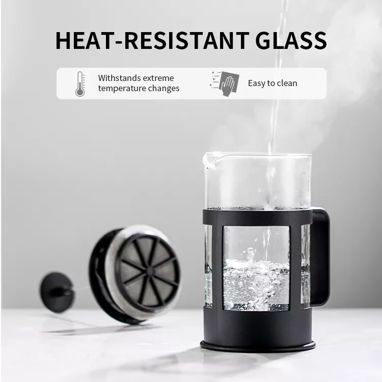 Customized 350/600ml Wholesale Custom Heat Resistant Portable Manual French Press Coffee Maker Prensa Francesa With Plunger