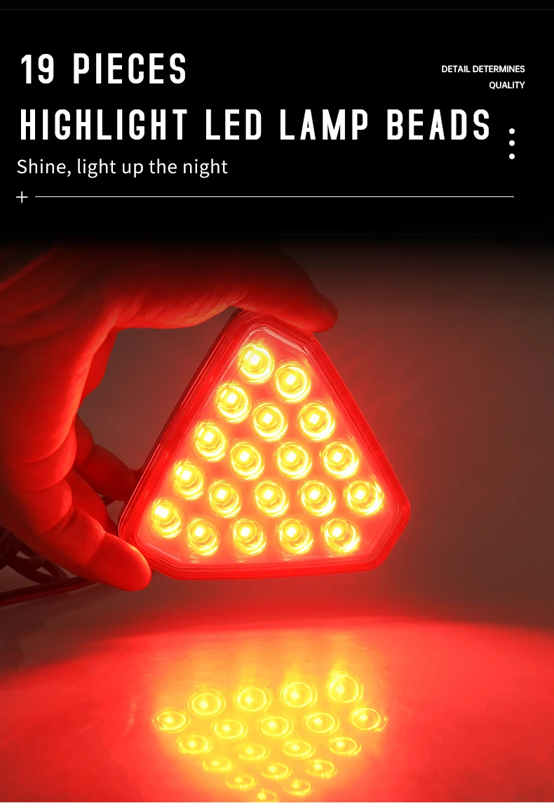 Ruitaisen Car Truck Motorcycle Pilot Lights Triangle Rear Brake Lamp Warning Strobe Stop Safety Black Red Led Indicator Light