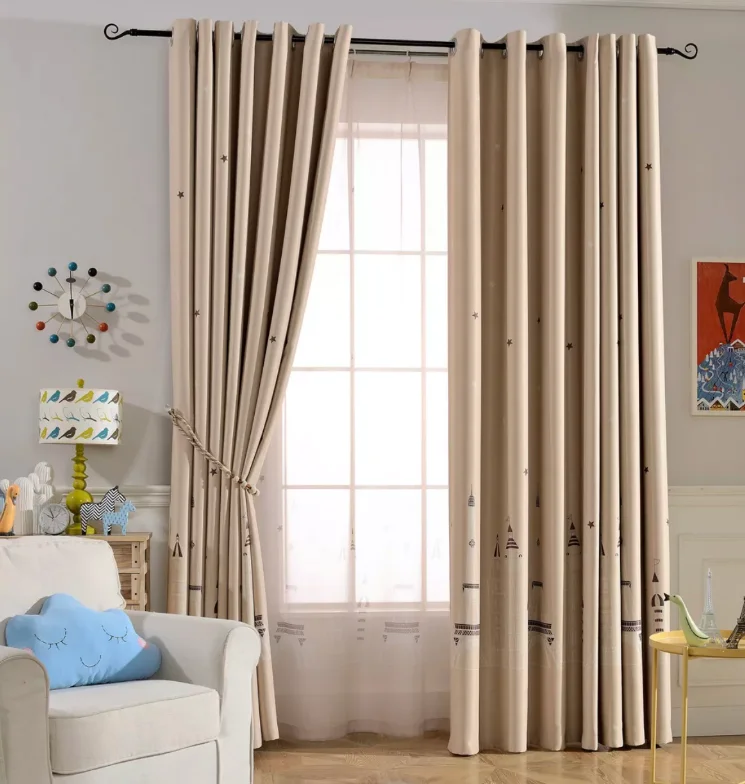 Factory Wholesale Cheap Price Embossed Blackout Stripe Curtain