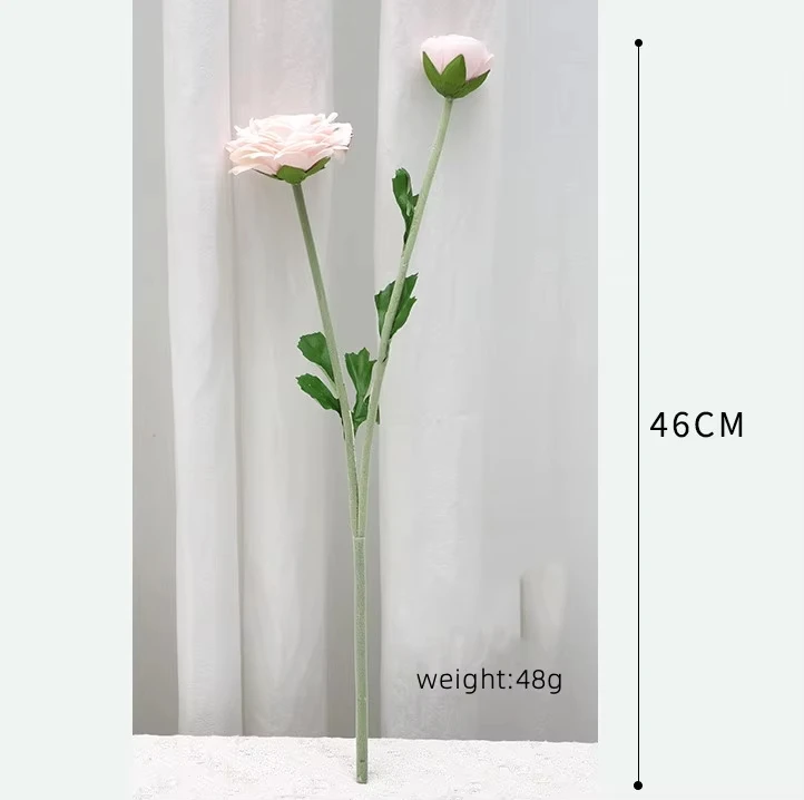 High Quality Hair-planting Artificial White Camellia Flower 2 Heads 1 Bunch Camellia Rose Artificial Flower for Home Decoration