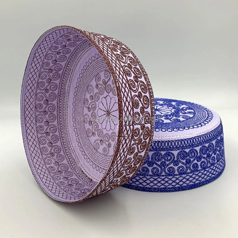 Factory Wholesale Men Muslim Prayer Kufi Hat Prayer Headwear Cap Islamic Beanie Skull Cap Embroidery Kofia Topi Sun Hats