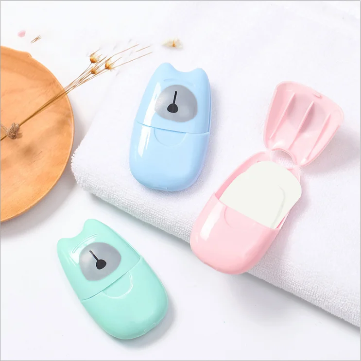 
Hot Sale Outdoor 50Pcs Blue Pink Green Hand Wash Tablet Foam Hand Washing Tablets Mini Portable Scented Paper Paper Soap In Box 