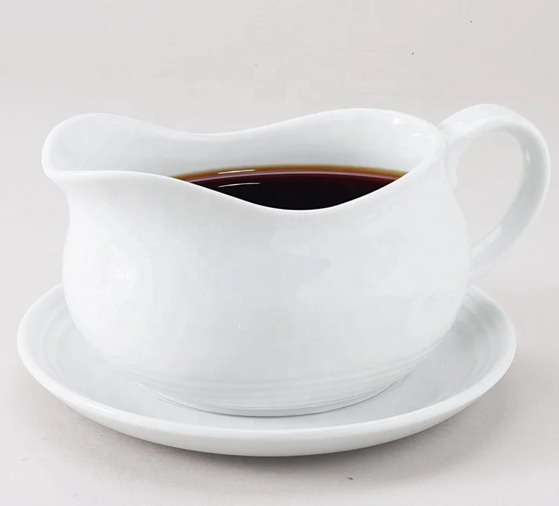 
24OZ Ceramic Hotel/Home Gravy Boat with Saucer 