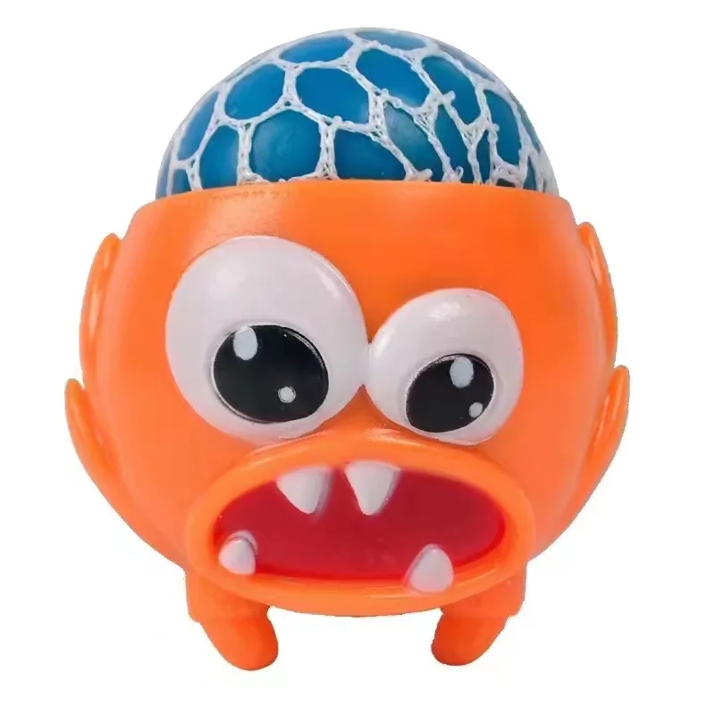 Monsters shape Squeeze Ball  for Stress relief rubber squishy grape mesh ball toy