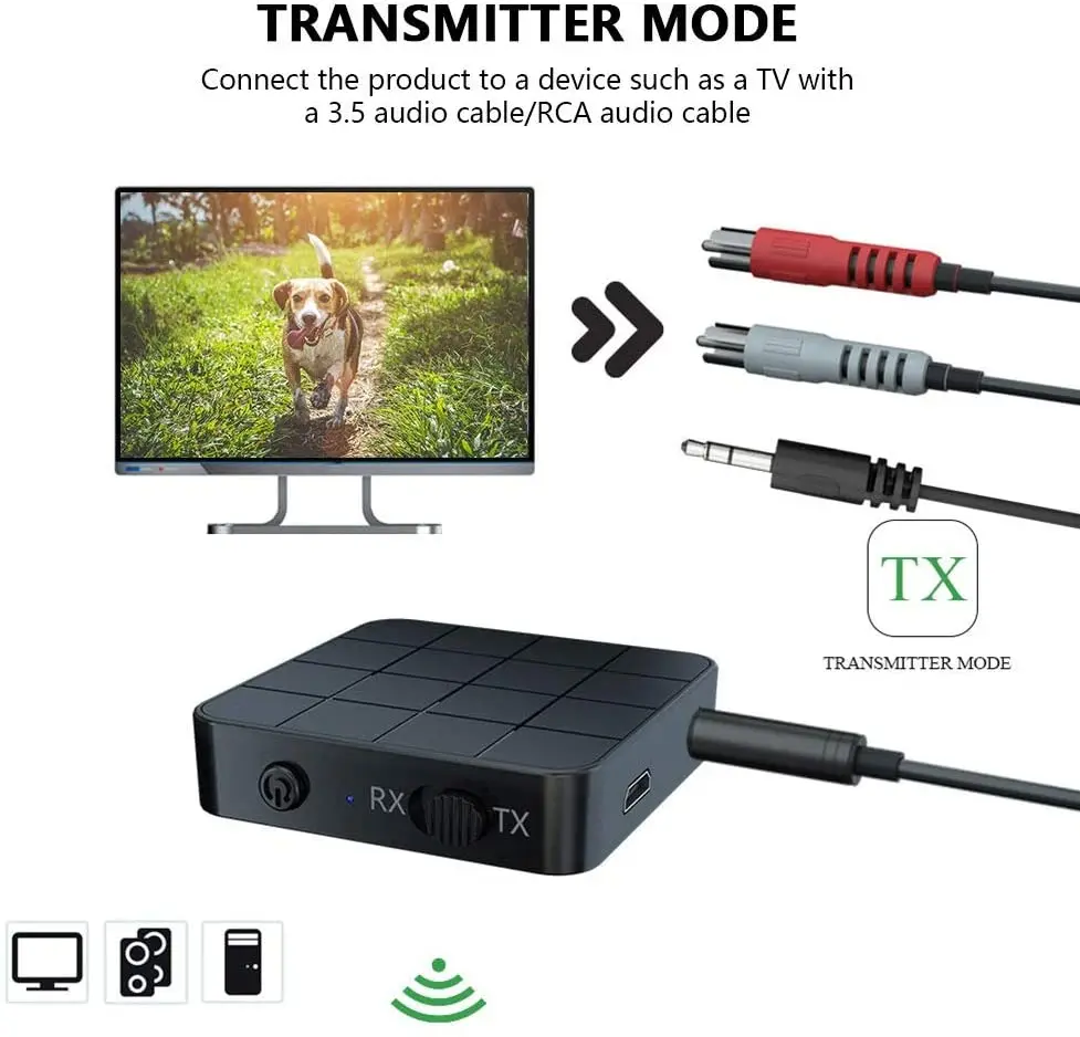 HG hot sale 2-in-1 Wireless 3.5mm Bluetooth Aux Adapter with Built-in Mic and Battery