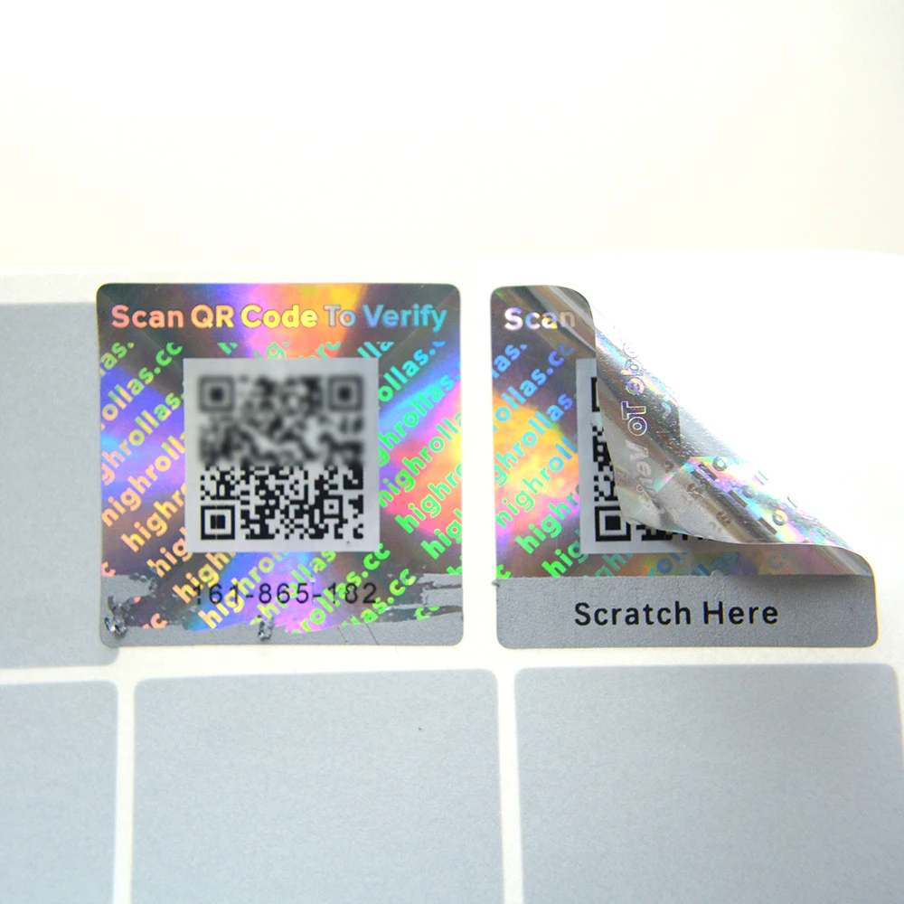custom permanent QR code hologram sticker holographic sticker paper holographic stickers paper vinyl labels