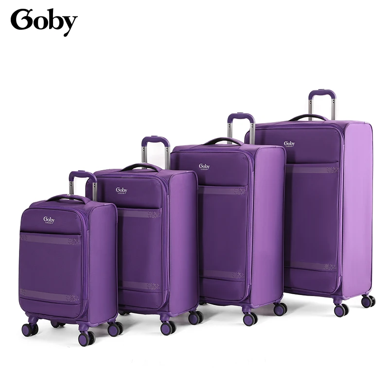 Goby London унисекс 4-х колесный мягкий Оксфордский тканевый чемодан-тележка водонепроницаемый дорожный багажный комплект с застежкой-молнией для путешествий