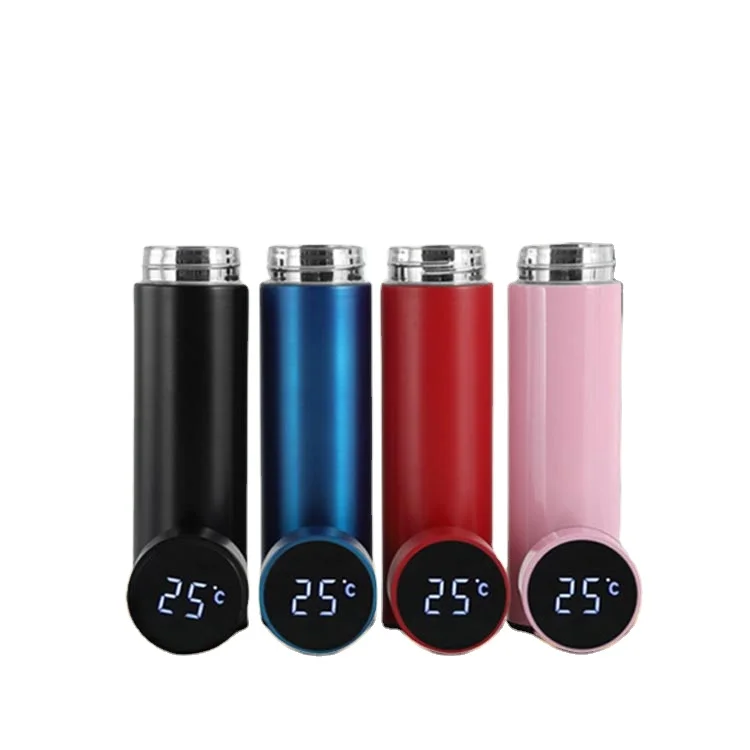 Double Wall Designer Time Marker Reminder With Led Temperature Display Vaccum Flask Stainless Steel Smart Water Bottle