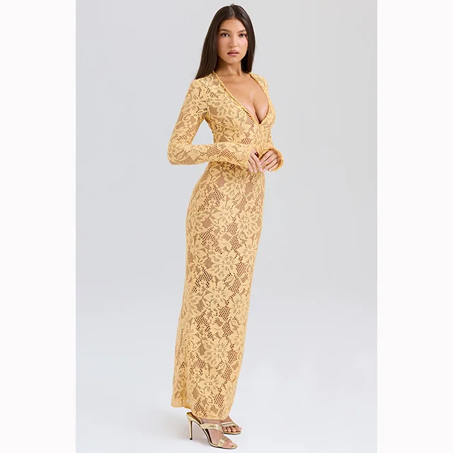 Bettergirl New Custom Women Elegant Evening Party Lace Dress High End Clothing Sexy&Club Floral Mesh Dress House Of CB Dresses