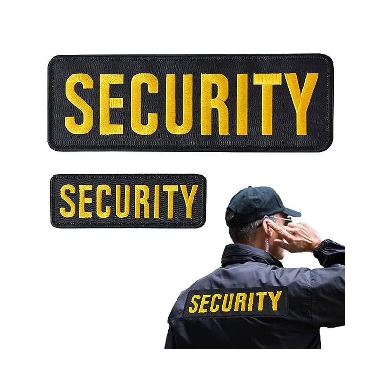 Дешевая вышитая железная нашивка на значок безопасности тканые этикетки нашивки для офицера охраны униформа