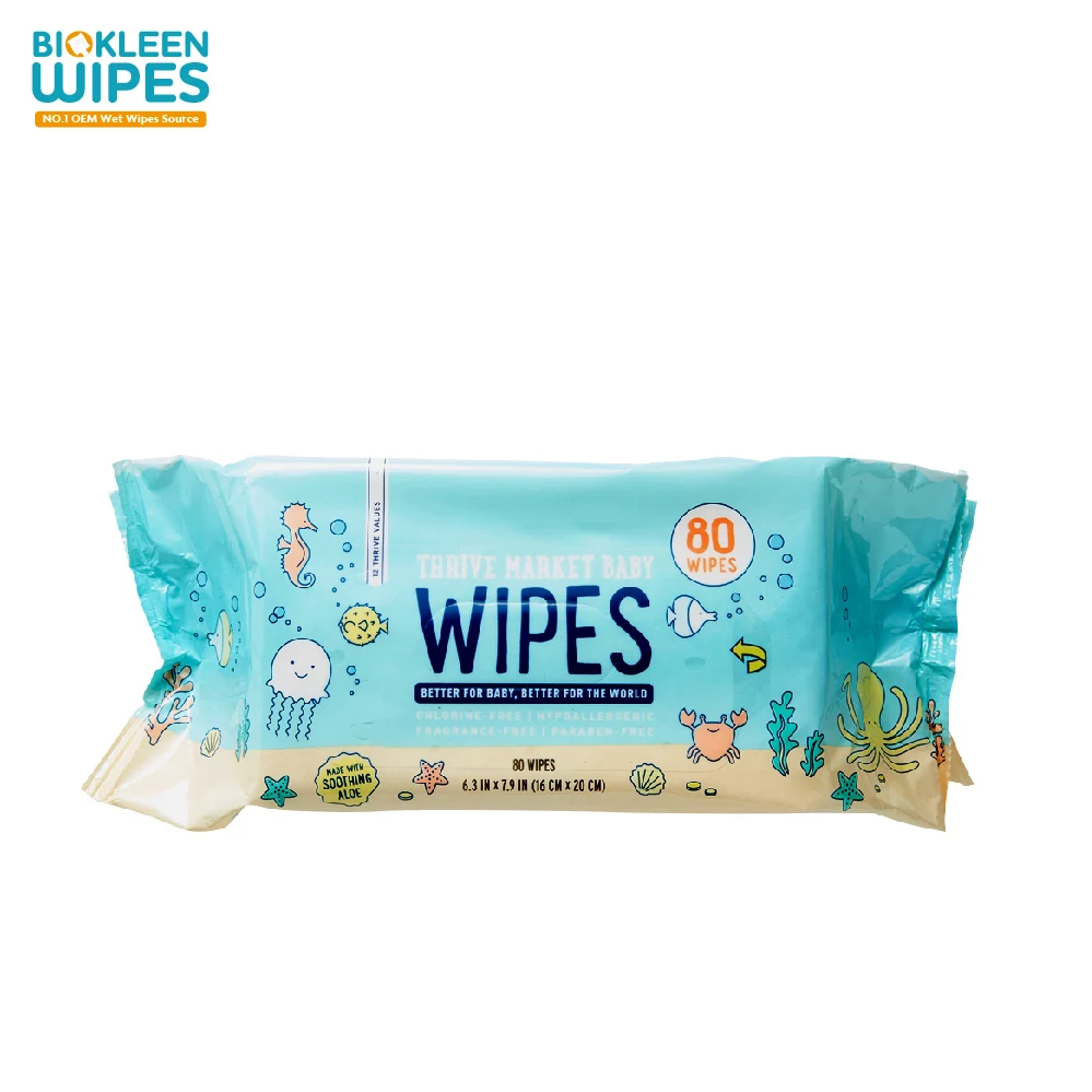 Частная торговая марка Biokleen, детские салфетки на водной основе без запаха, натуральные Детские очищающие салфетки, индивидуальные высококачественные салфетки для малышей