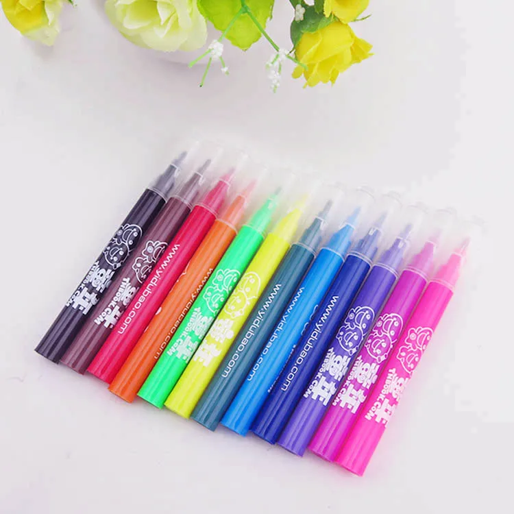 12pcs/pvc Bag Mini Kids Washable Color Pen Promotional Drawing Water Color Pen ,Custom Design Marker