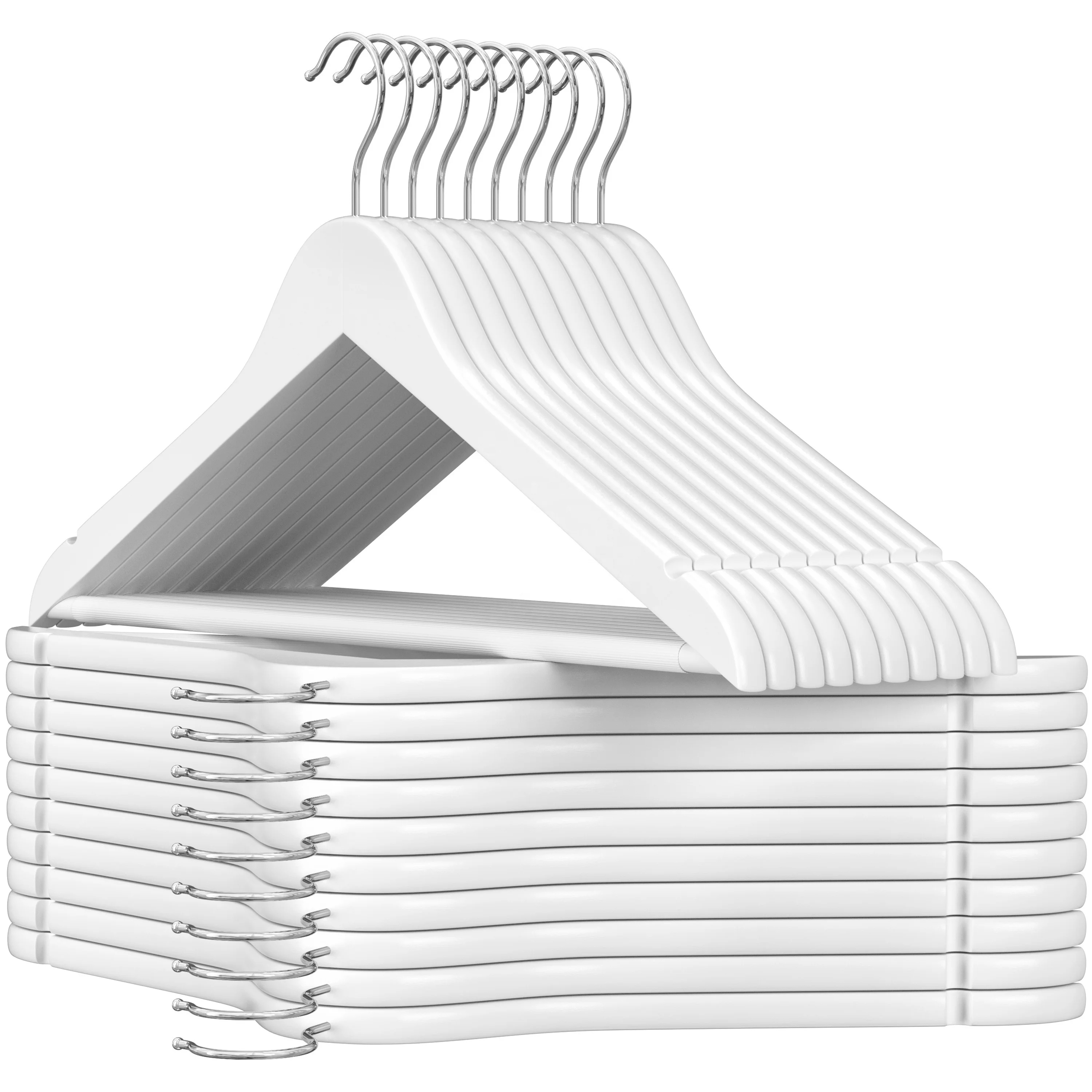 SONGMICS 20 pcs/set high quality custom wooden clothes hanger white wooden hangers