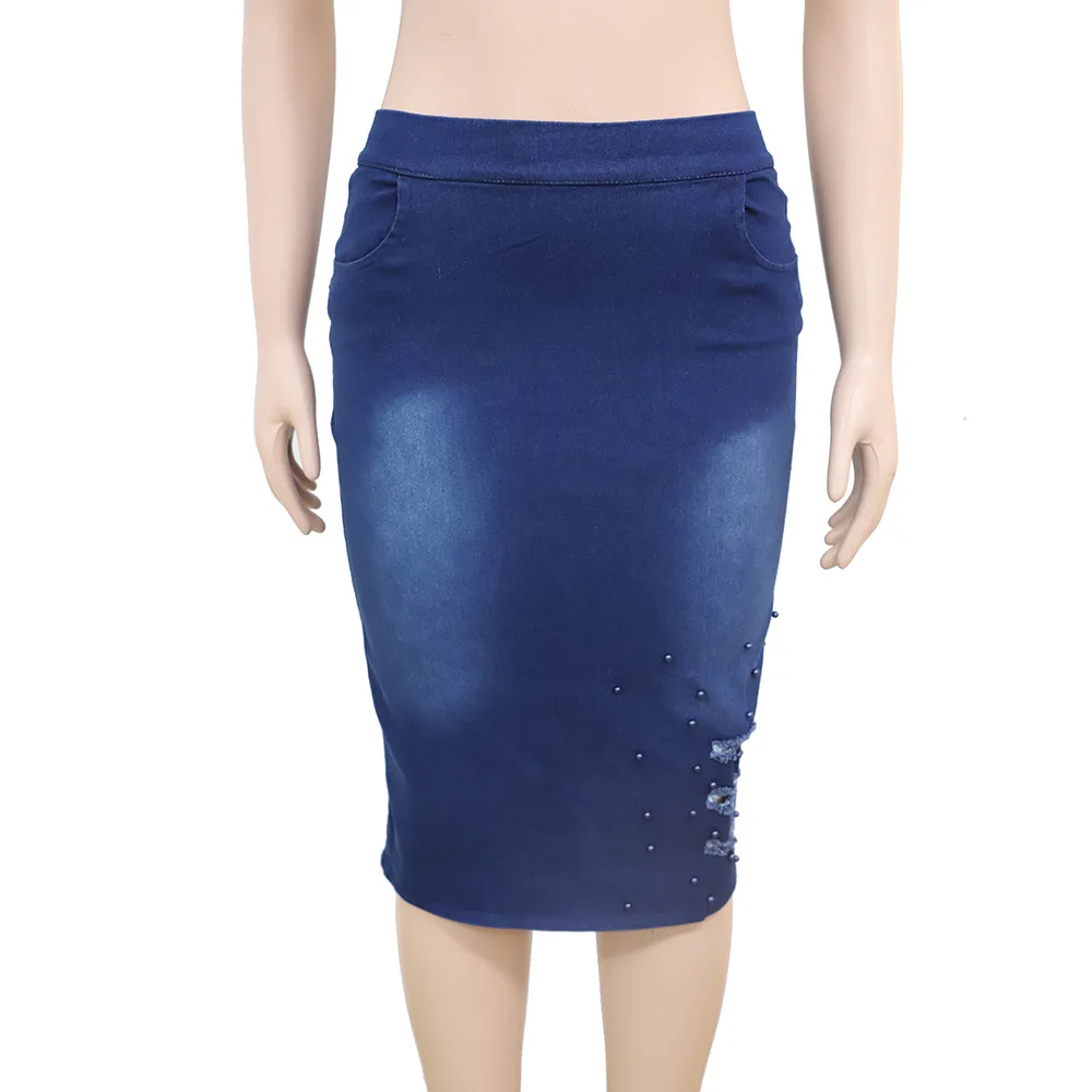 Hot selling new arrival floral printing mothers casual wear washed denim zipper jacket and skirt new women 2 pieces sets 2021