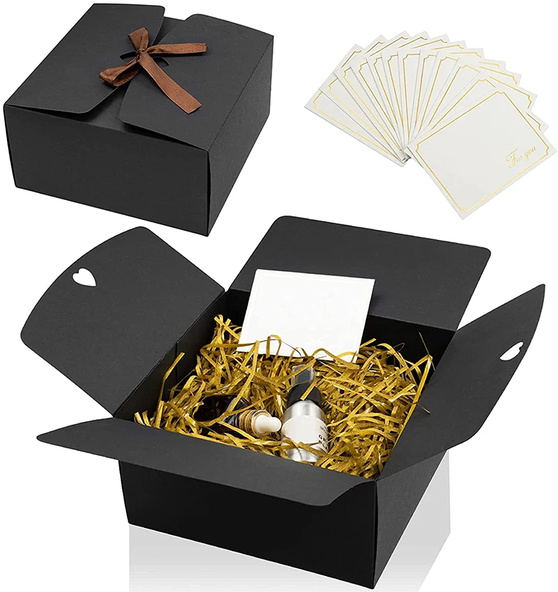 Black Kraft Gift Boxes with Lids Envelope Cards Paper Gift Box for Presents Bridesmaids Proposal Christmas