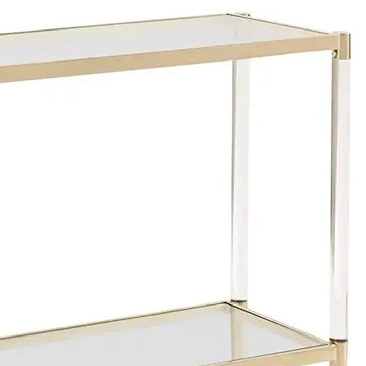 Luxurious Design Gold stainless steel tempered Glass top rectangle Acrylic Console Table