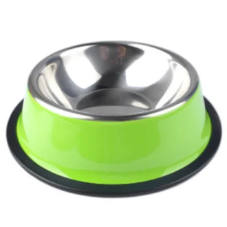 Custom Hot sale color printed rubber bottom Metal Stainless Steel Pet Dish/ Pet Feeder/ Dog Bowl