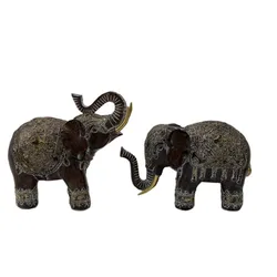 High-quality selling polyresin elephant in marble finishing 2 asst handicraft animal resin home decor