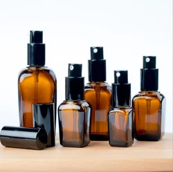 Wholesale 15ml 20ml 30ml 50ml 100ml Amber Square Essential Oil Glass Bottle With Sprayer