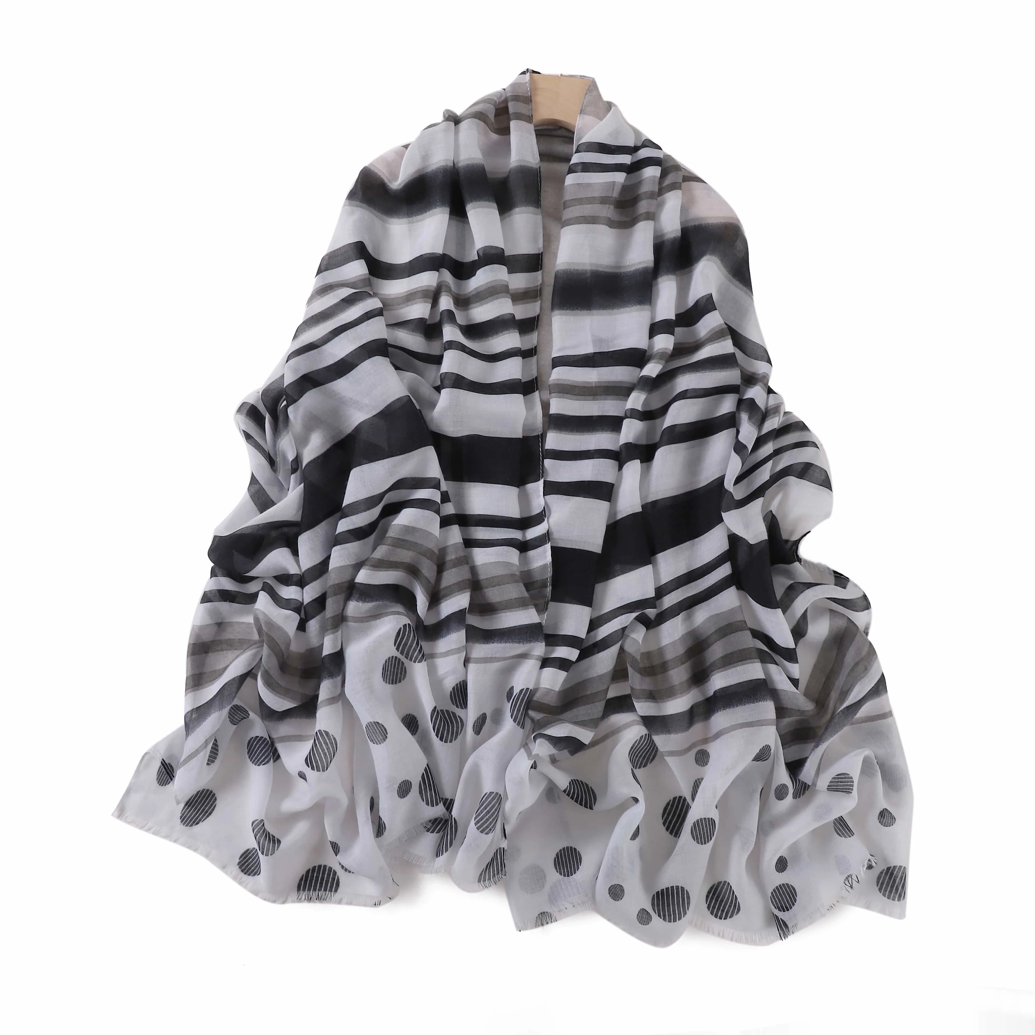 Elegant Formal Occasions Stylish Perfect Breathable Hijab Soft Casual Outdoor Wear Lightweight Women Dot Stripe Cotton Scarf