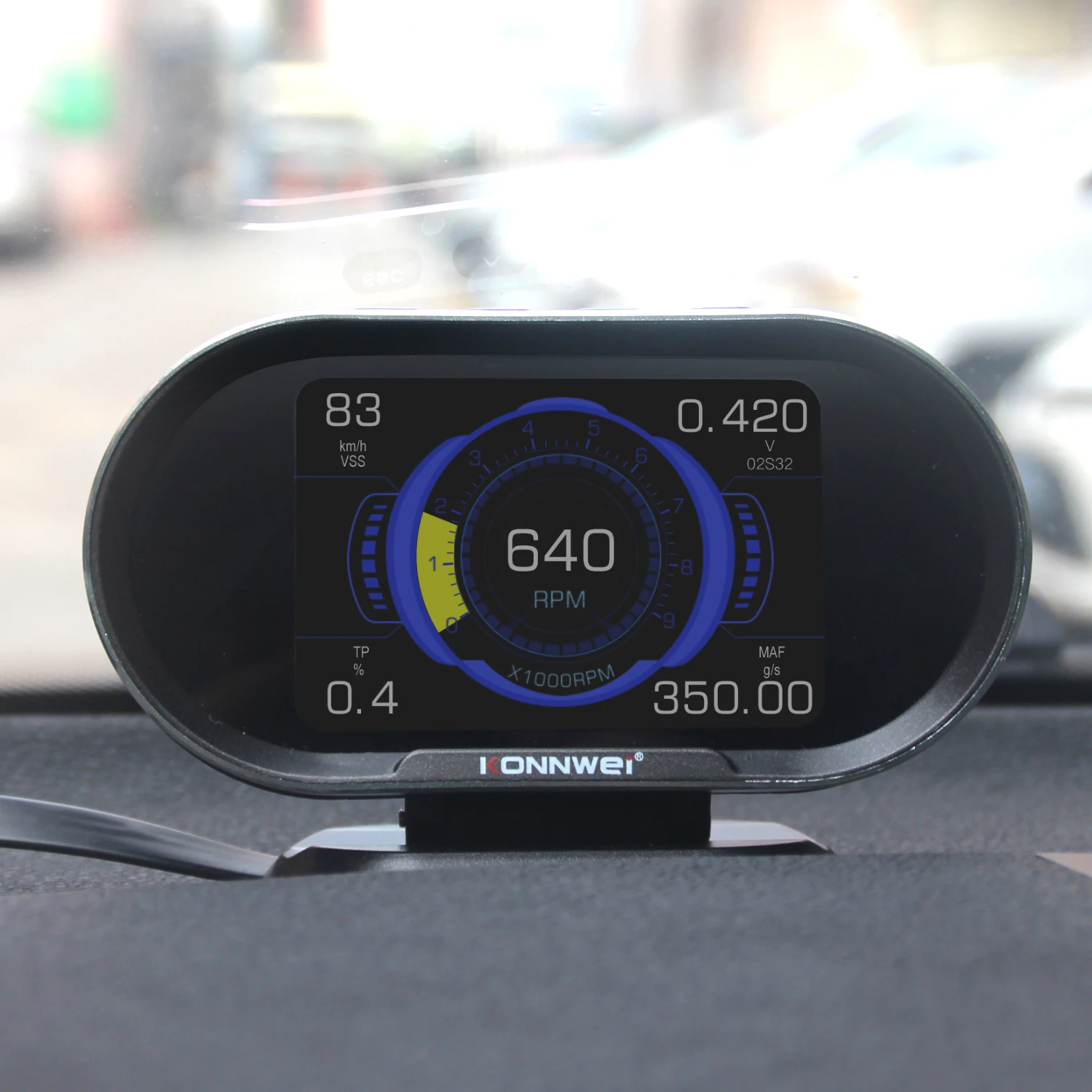 Автомобильный сканер HUD KONNWEI KW206 OBD2 с VSS RPM VOL ECT умная сигнализация