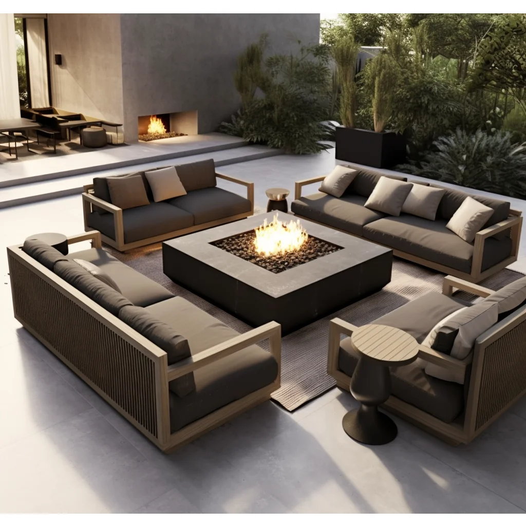 Outdoor patio garden sets couch set wood furniture teak sofa