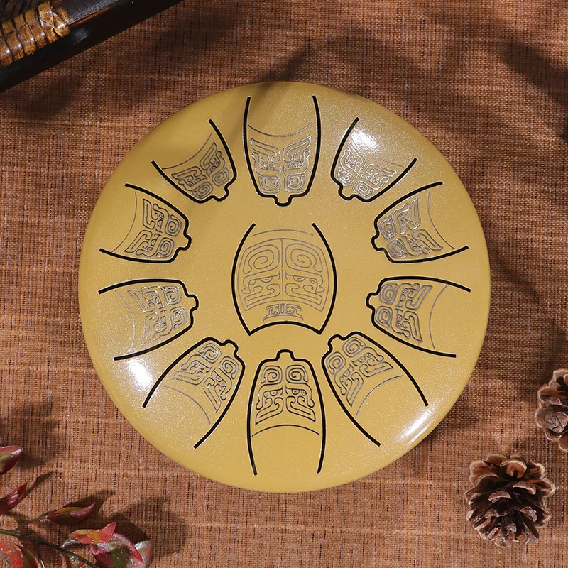YML wholesale colorful  carving  carbon  steel  tongue drum music instrument drum 6 inch 11 notes hand pan drum