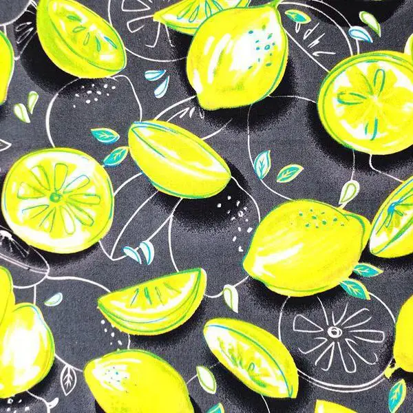 Custom Eco-friendly Cartoon Lemon Printed Kimono Baby 100% Organic Cotton Fabric