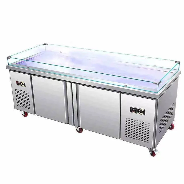 China Supplier Customize Professional Commercial Refrigeration Salad Counter Stainless Steel Workbench Pizza Counter