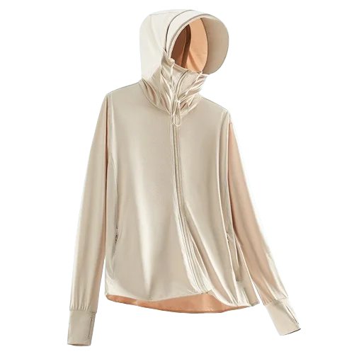 Sunscreen clothing women UPF50 + UV protection ice silk thin jacket men removable hood