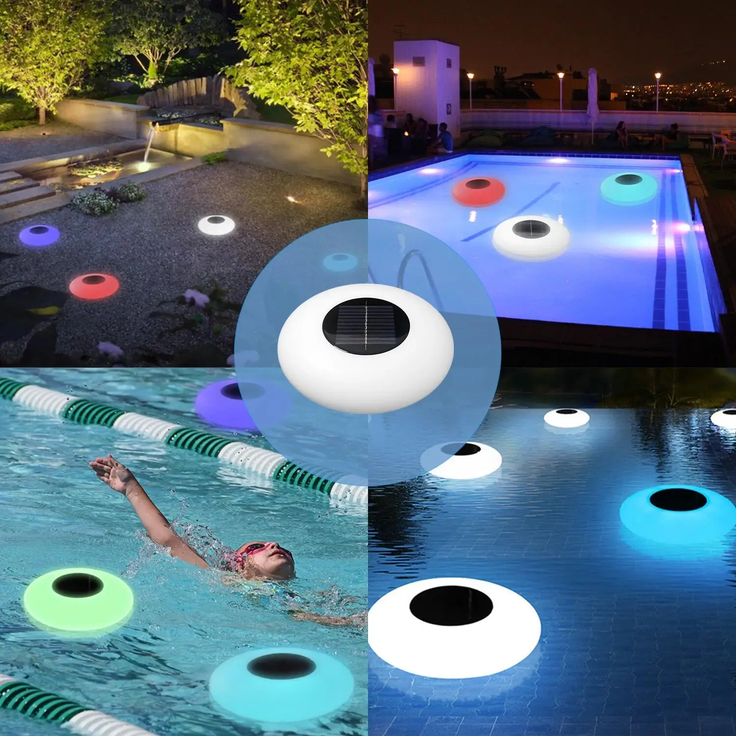 Swimming Pool Lights Solar Floating Light with Multi-Color LED Waterproof Outdoor Garden Lights
