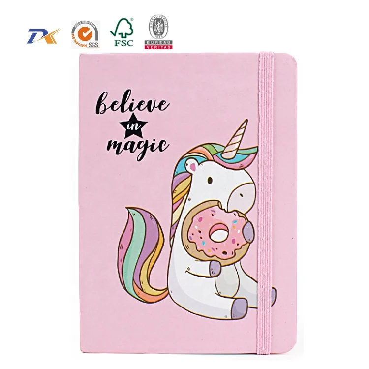 
2020 new design hard cover elastic band notebook good quality notebook A5 A6 A7 fashionable unicorn notebook 