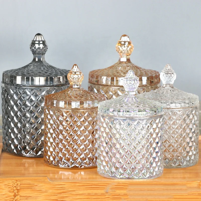Wholesale Antique Crystal Glass Candy Jar Roman Candy Jar with Lid