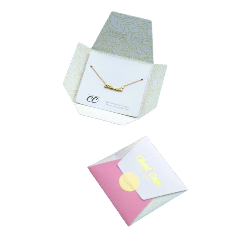 White Paper Earrings Display Hanging Cards Jewelry Card Holders Necklace Keychain Printed Hang Tags envelope