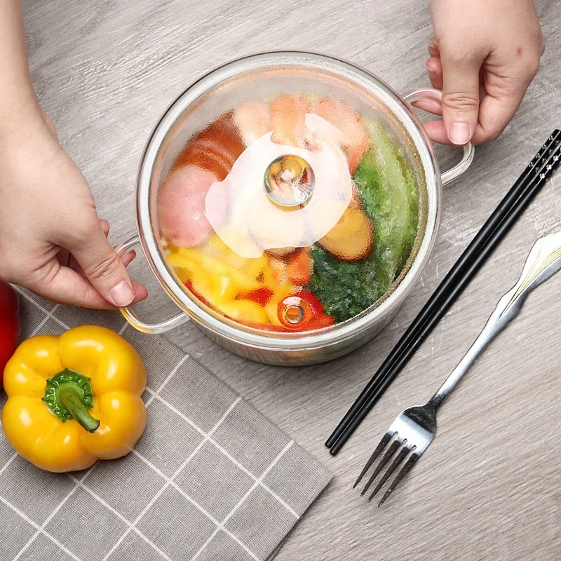 1.4L heat resistant cooking pot set glass pots new design borosilicate clear glass cooking pot for cooking