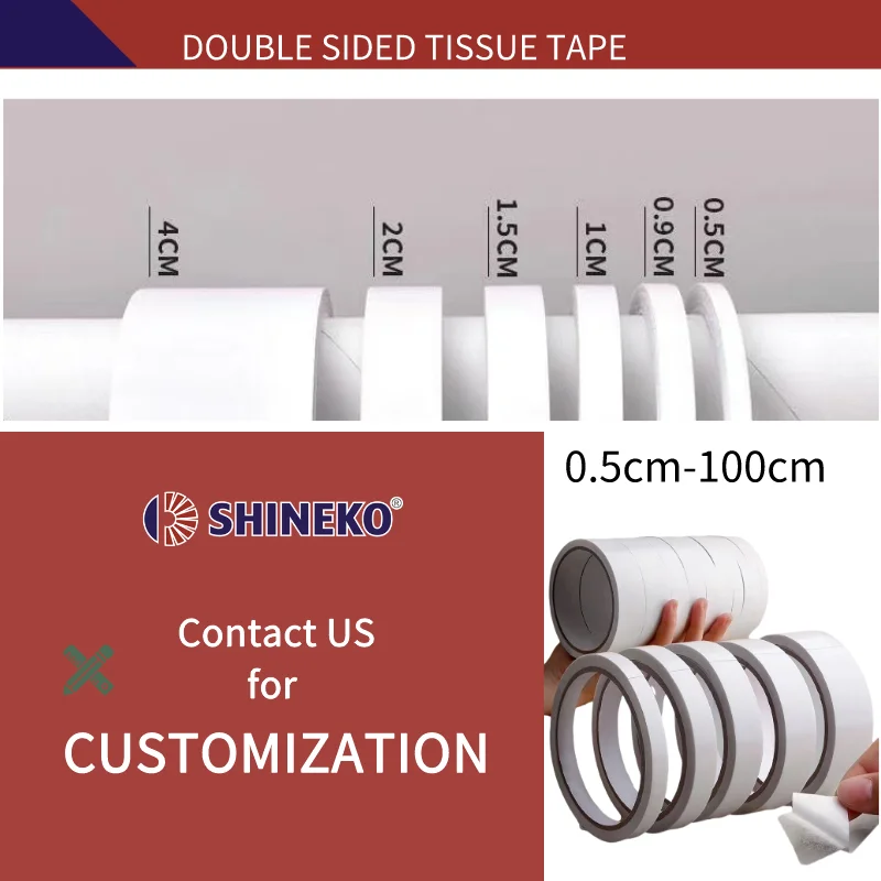 Highly Clear Double Sided Tissue Tape Strong Adhesive Double Coated Gum Paper Tape