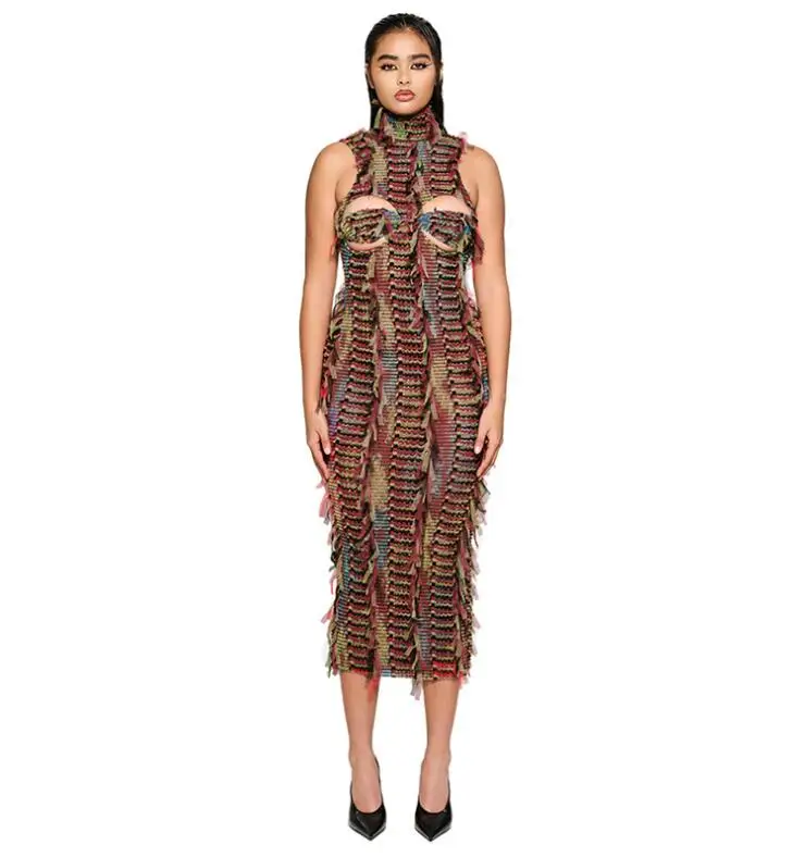 NEW STOCK Sleeveless See Through Open Back Long Dresses Casual Streetwear Clubwear Women Dress