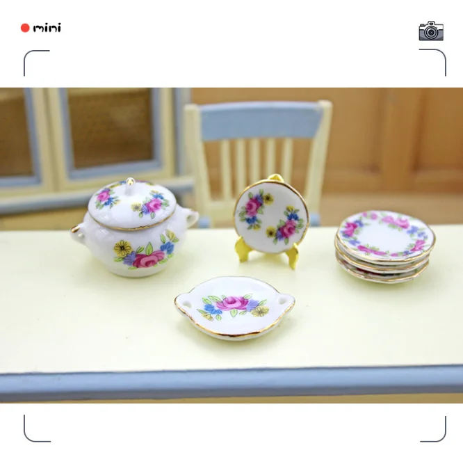 1/6 1/12 Кукольный дом имитация миниатюрная керамическая посуда модель декора