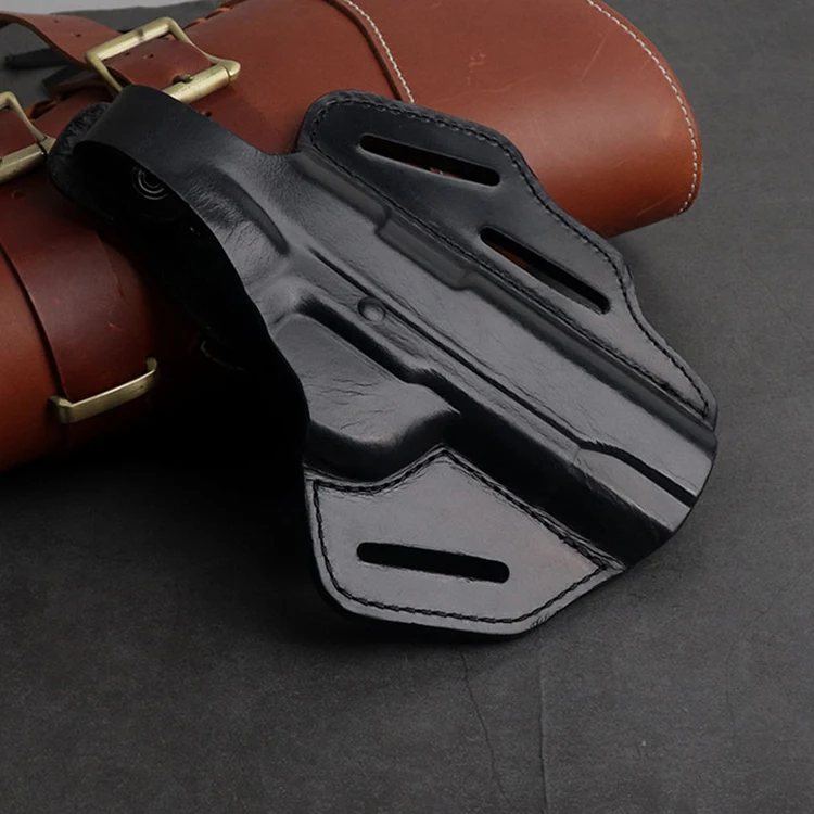 OBSHORSE Wholesale Tactical Quick Black Waist Belt 1911 Gun Holster Right Hand Concealed Leather Slip Carry Gun Holster