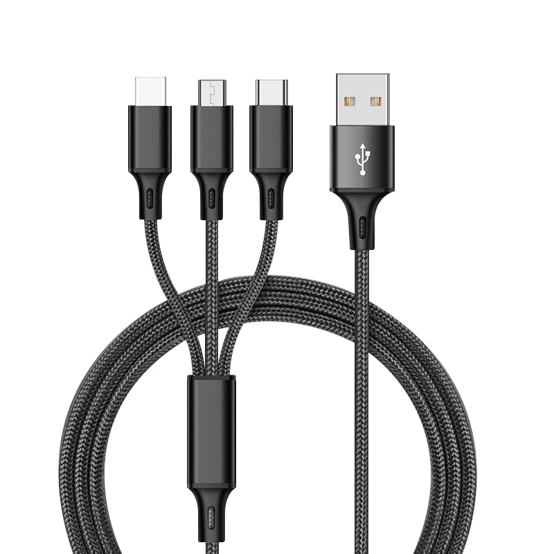 
 USB-кабель 3 в 1, универсальный, многофункциональный, для быстрой зарядки мобильных телефонов iphone, Android, Type-c  