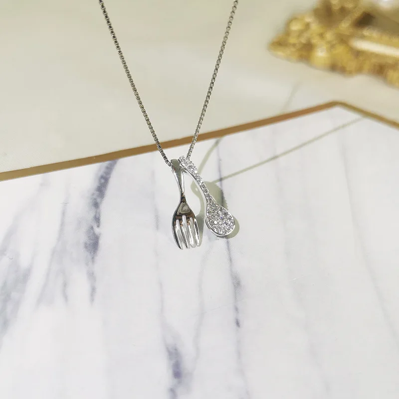 Top sell spoon and fork 925 pure silver bulk custom necklaces 2020