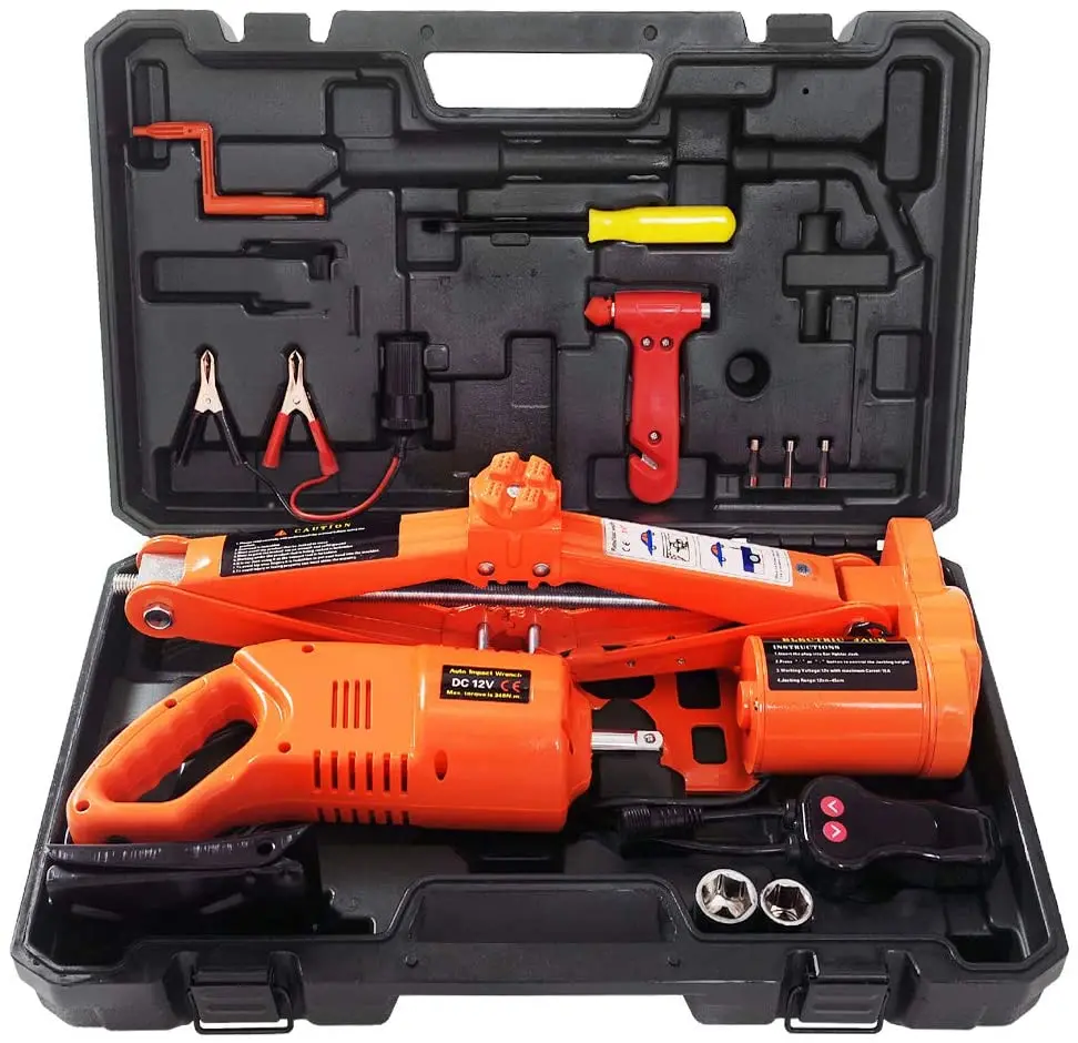 
Electric Car jack Set 2/ 3 /5Ton All-in-one Automatic 12v Scissor Lift Jack with Impact Wrench for Tire Change Replacement 