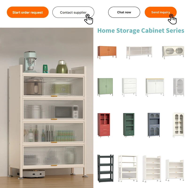 Kitchen Locker Metal Kitchen Buffet Cabinet Dining Room Sideboard Storage With 3/4 Drawer  Metal Cabinet For KItchen