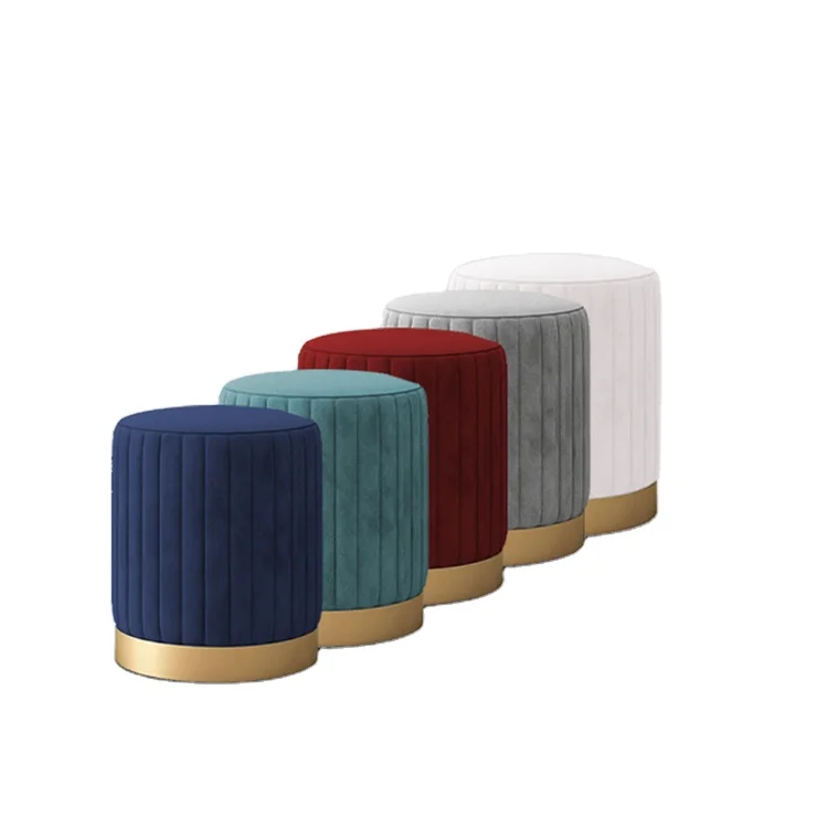 Space Saving Makeup Shoes Changing Storage Stools Velvet Round Ottoman