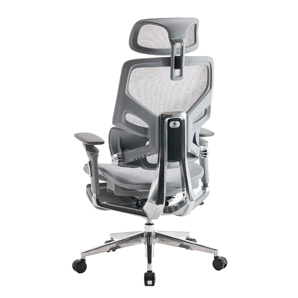 Wholesale Mesh Office Chair Aluminum Base Reclinable Ergonomic Chair For Office With Footrest