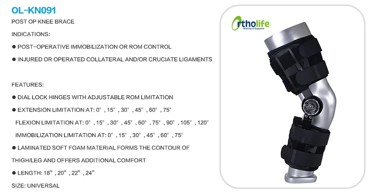 OL-KN091 Adjustable Rom Control Knee Brace With Dial Locking Hinge