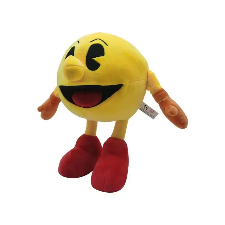 25cm Cute Plush Toy Cartoon Yellow Smiling Face Expression Pacman Stuffed Toy Doll for Kids Baby Birthday Christmas Gifts