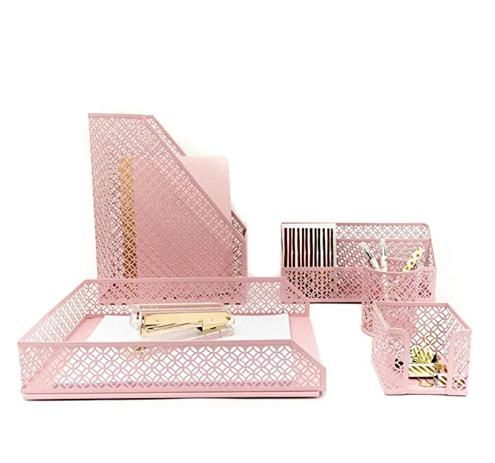 Wholesale High Quality Table Desktop File Organizer Office Desk Set 5 Desktop Accessories Office Tray Desktop Organizer Set