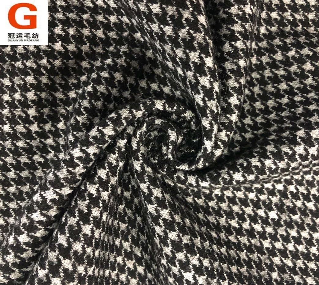 Новый дизайн твидовая шерстяная ткань с рисунком «гусиные лапки» полиэстер хлопок