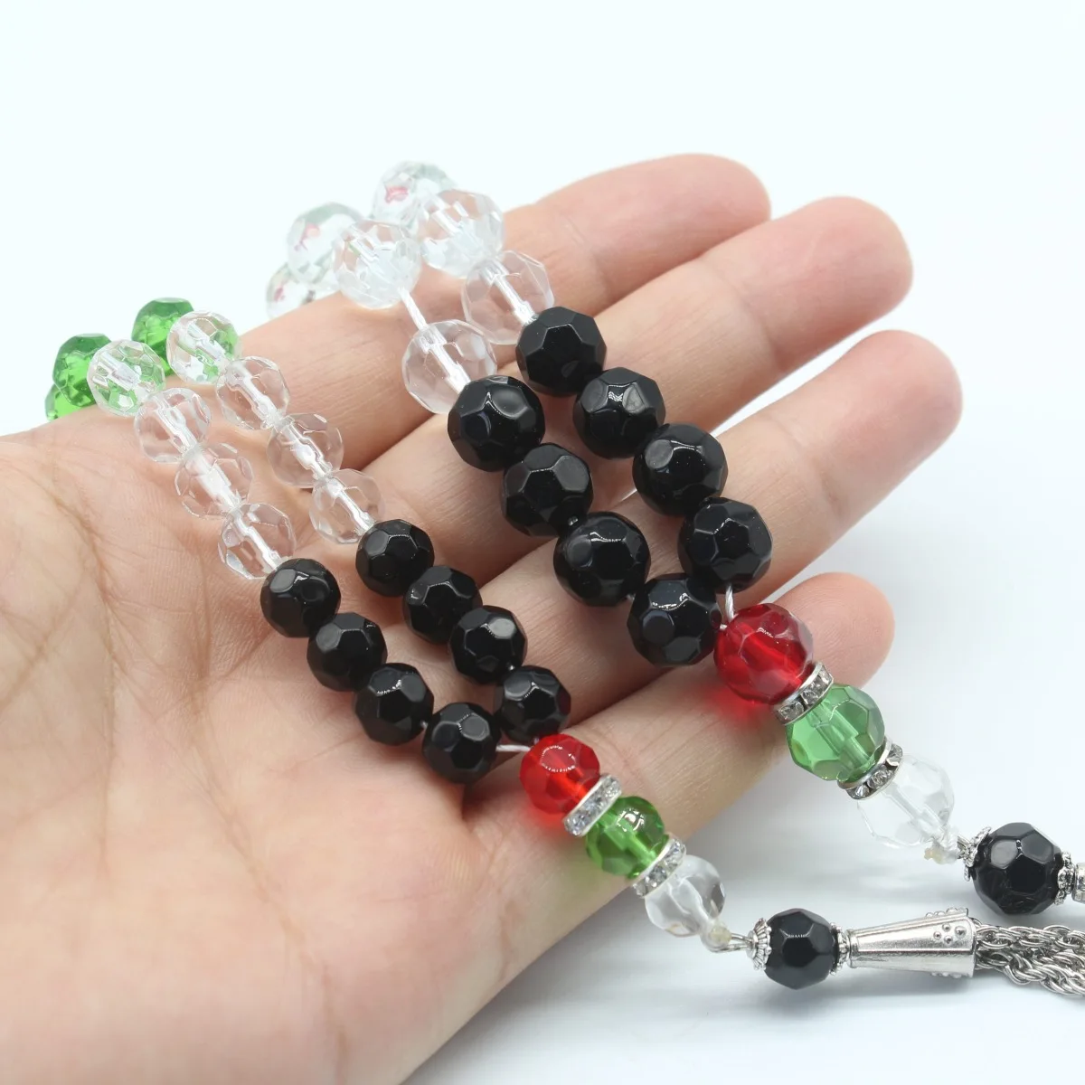 Fashion Rosary Crystal Bead Meditation Strand Black Muslim Palestine Prayer Beads Islamic Tasbih